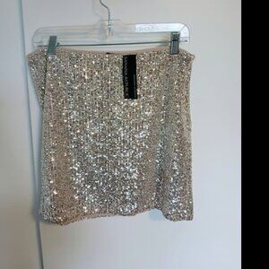 NWT Banana Republic Champagne Color Sequin Mini Skirt, Lined, Size 8
